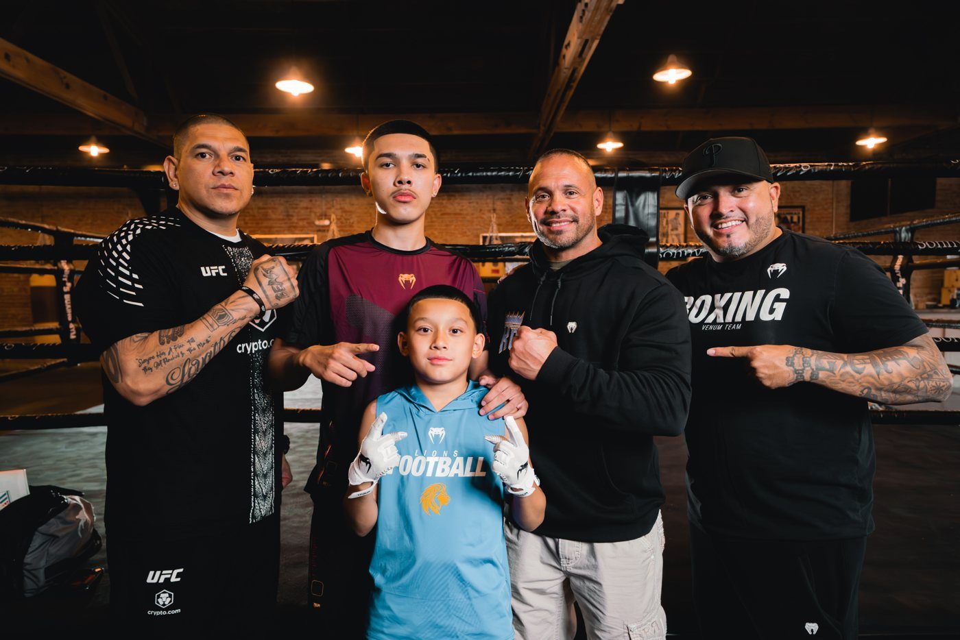 David "King" Garcia with his father and cornermen